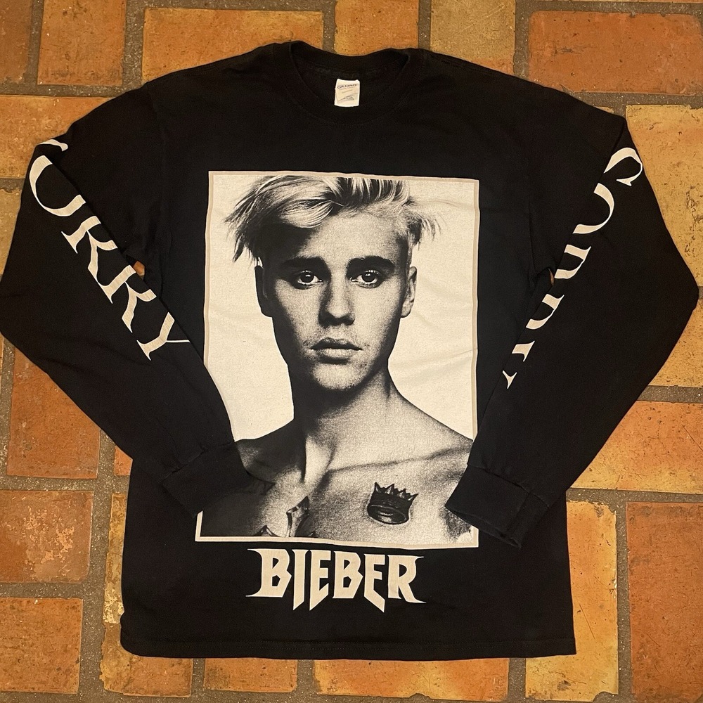 Justin Bieber Shirt Adult Medium Black Sorry Canadian Singer Pop Music Tour Mens
